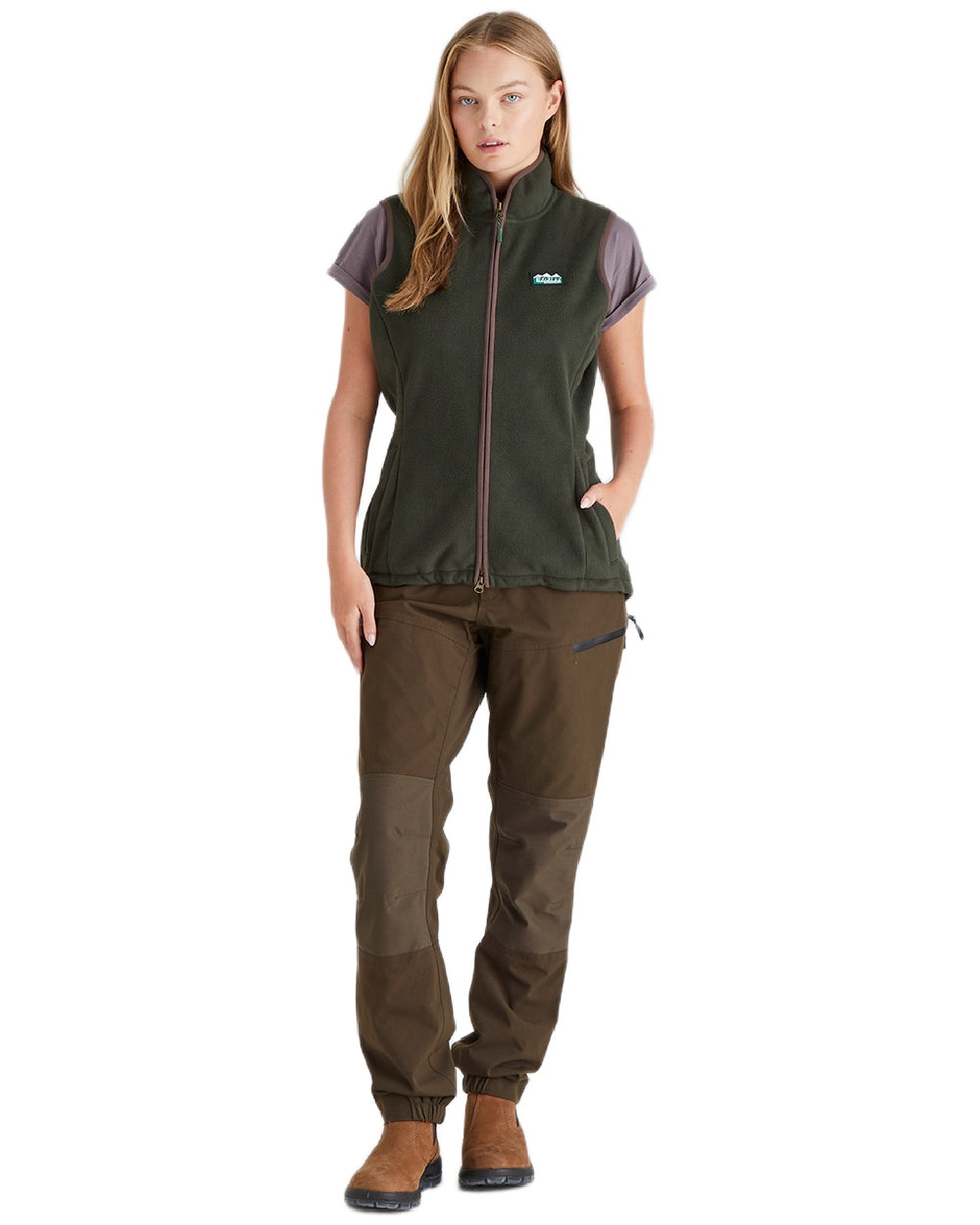 Deep Forest coloured Ridgeline Womens Kodiak Gilet on white background 