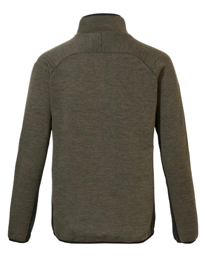 Olive Coloured Rovince Mens Ergoline Pullover Half Zip Fleece Jacket On A White Background 