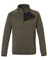 Olive Coloured Rovince Mens Ergoline Pullover Half Zip Fleece Jacket On A White Background 