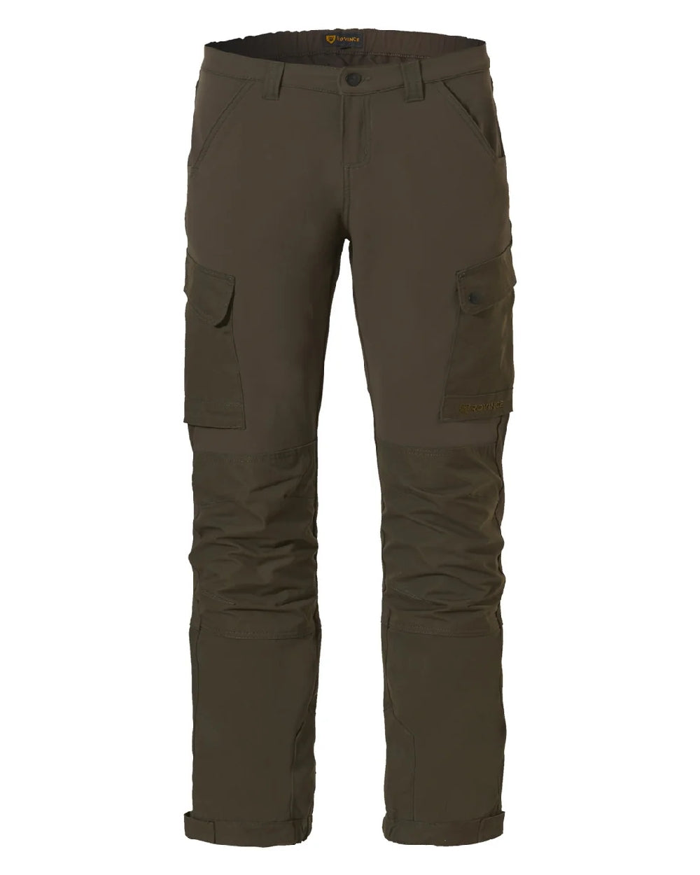 Olive Green Coloured Rovince Mens Flexline Trousers on white background 