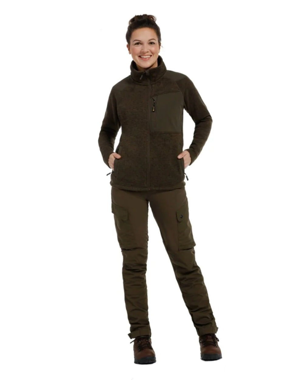Olive Green Coloured Rovince Womens Flexline Trousers on white background 