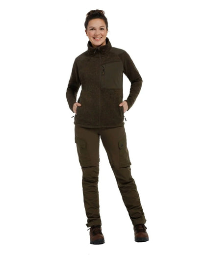 Olive Green Coloured Rovince Womens Flexline Trousers on white background 