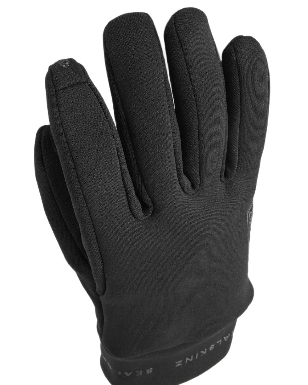 Black Coloured Sealskinz Acle Water Repellent Nano Fleece Glove on white background 