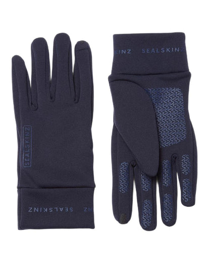 Navy  Coloured Sealskinz Acle Water Repellent Nano Fleece Glove on white background 