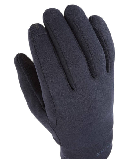 Navy  Coloured Sealskinz Acle Water Repellent Nano Fleece Glove on white background 
