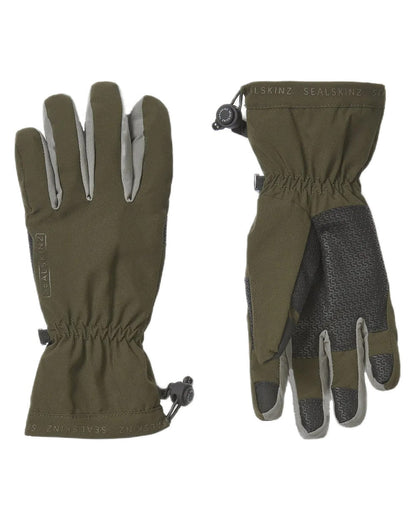 Olive Coloured Sealskinz Drayton Waterproof Lightweight Gauntlet on white background 