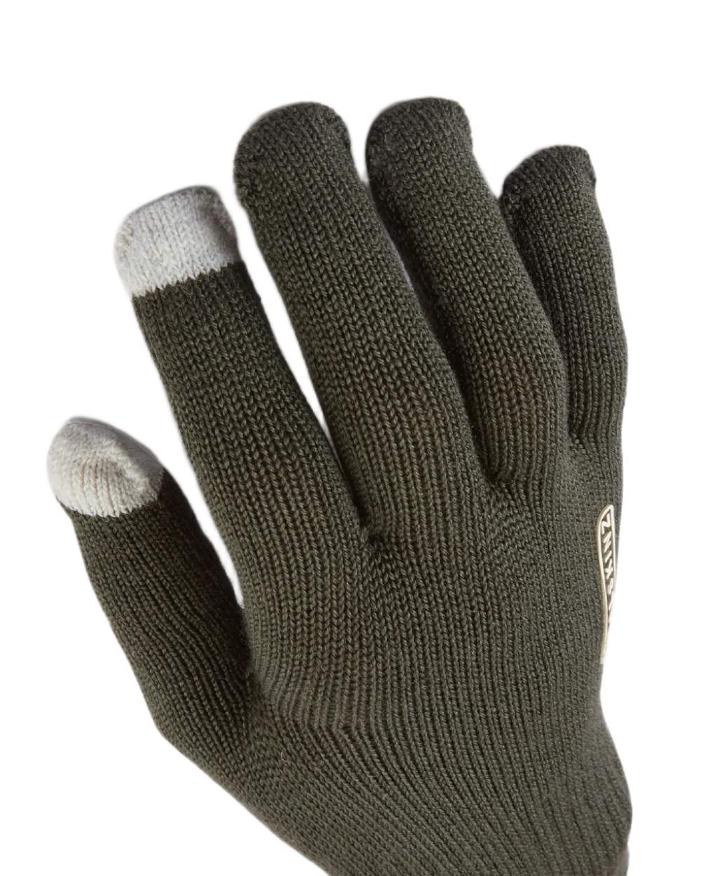 Olive Coloured Sealskinz Hanworth Solo Merino Glove on white background 