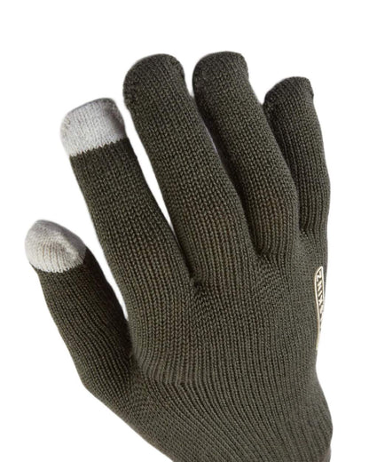 Olive Coloured Sealskinz Hanworth Solo Merino Glove on white background 