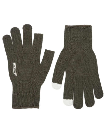 Olive Coloured Sealskinz Hanworth Solo Merino Glove on white background 