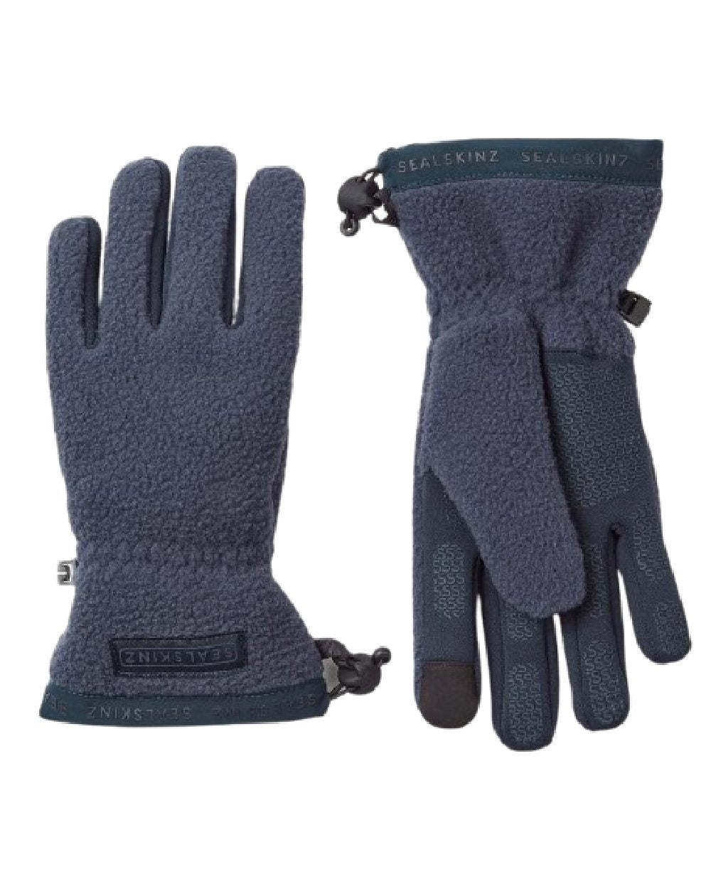 Navy Coloured Sealskinz Hoveton Waterproof Sherpa Fleece Glove on white background 