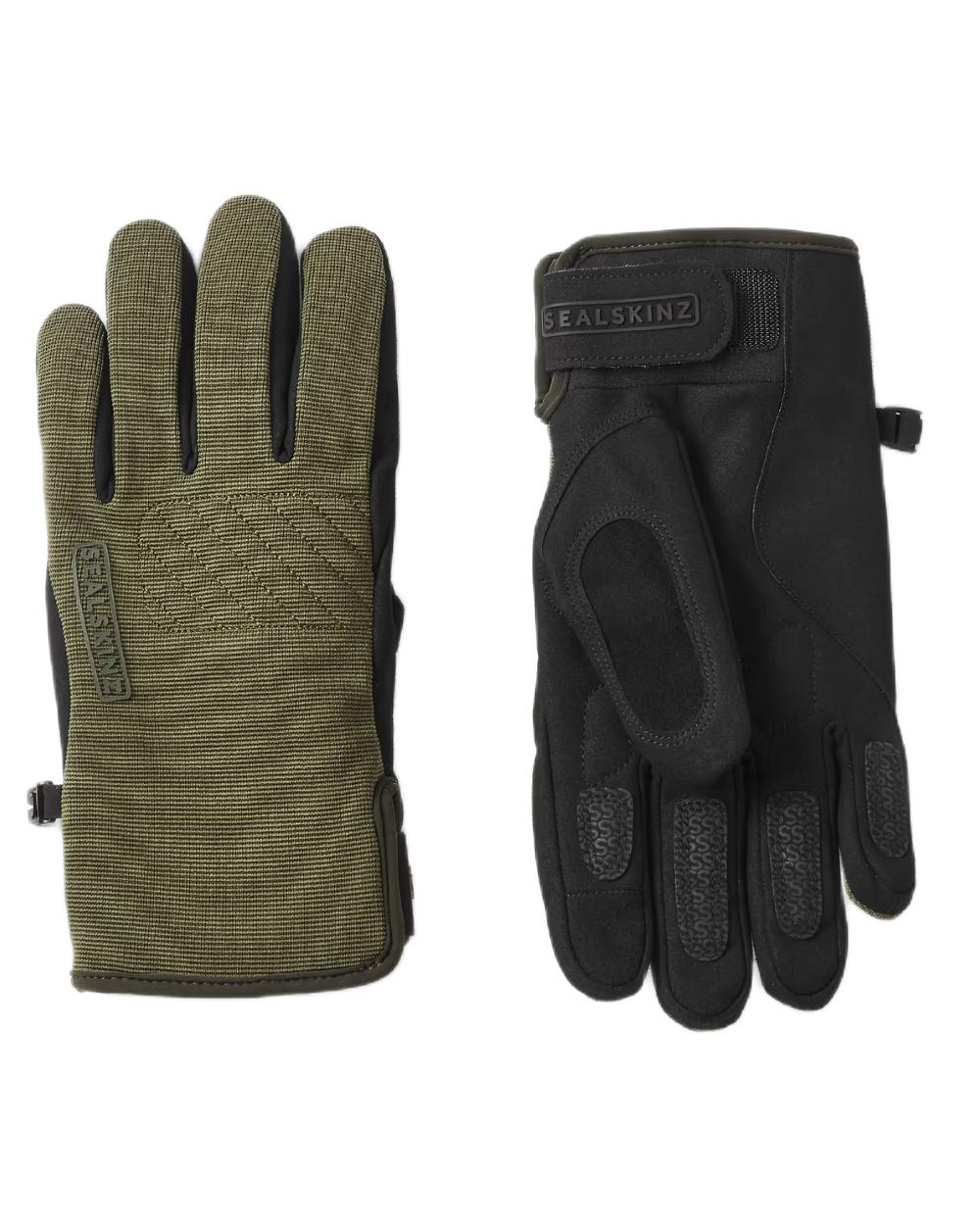 Olive Coloured Sealskinz Howe Waterproof All Weather Multi-Activity Glove on white background 