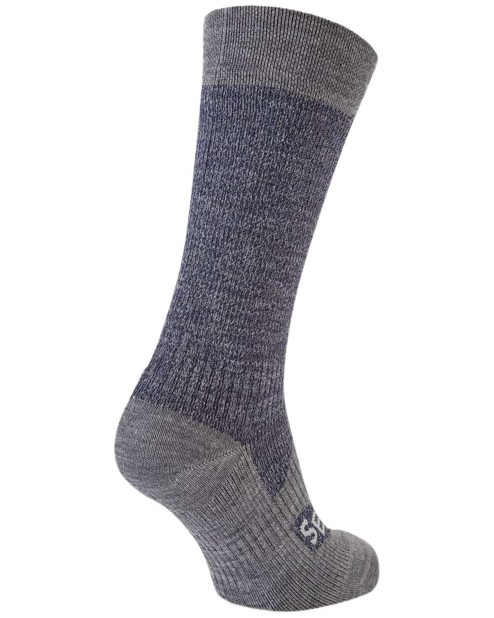 Navy Coloured Sealskinz Raynham Waterproof All Weather Mid Length Sock on white background 