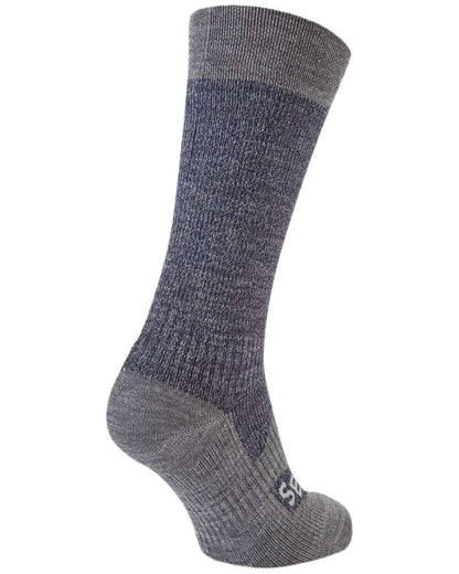 Navy Coloured Sealskinz Raynham Waterproof All Weather Mid Length Sock on white background 