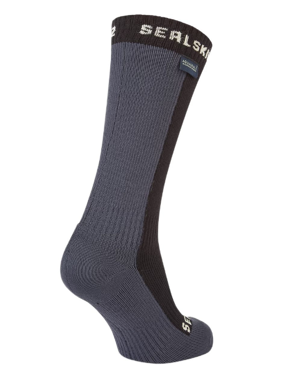 Black Coloured Sealskinz Starston Waterproof Cold Weather Mid Length Sock on white background 