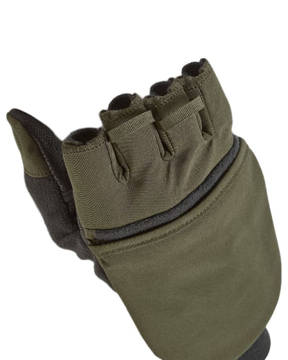 Olive Coloured Sealskinz Walpole Windproof Cold Weather Convertible Mitt on white background 