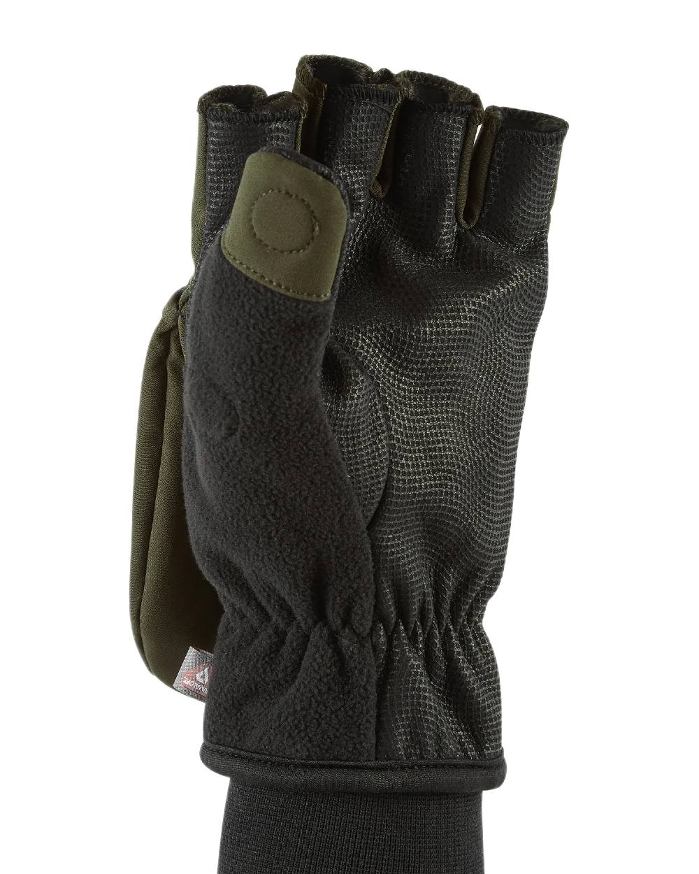 Olive Coloured Sealskinz Walpole Windproof Cold Weather Convertible Mitt on white background 