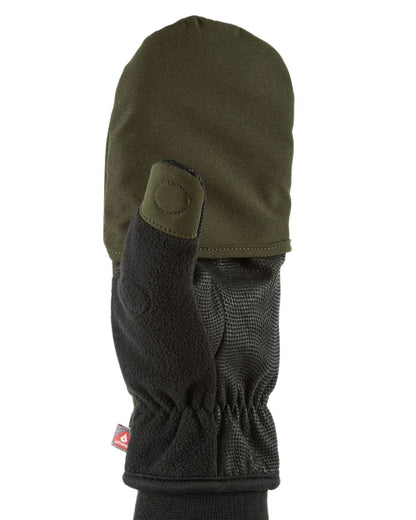 Olive Coloured Sealskinz Walpole Windproof Cold Weather Convertible Mitt on white background 
