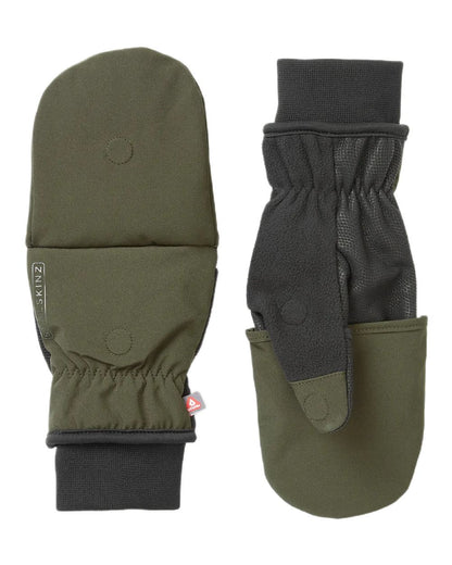 Olive Coloured Sealskinz Walpole Windproof Cold Weather Convertible Mitt on white background 