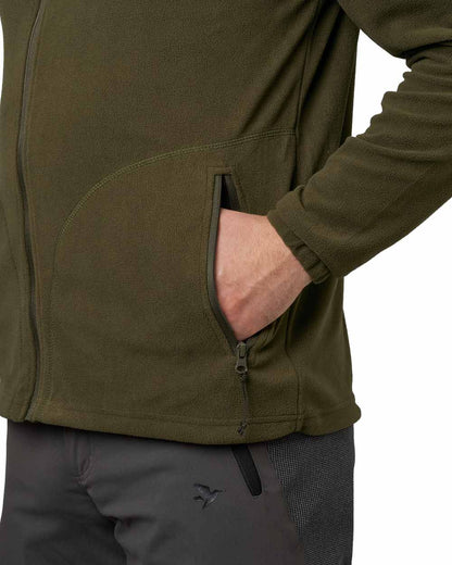 Pine Green Coloured Seeland Benjamin Fleece on white background 