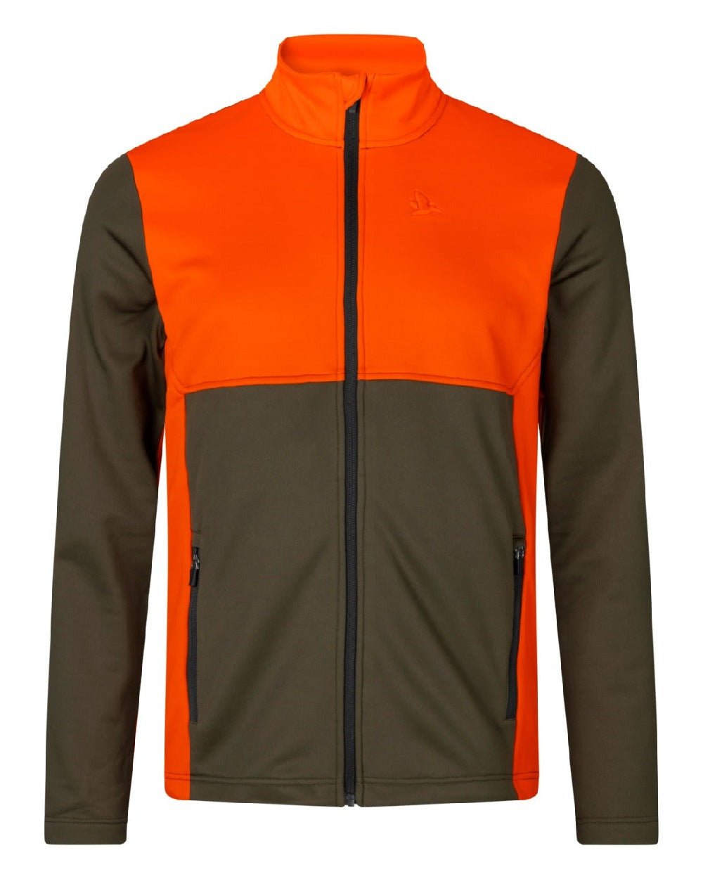 Pine Green Hi-Vis Orange Coloured Seeland Elliot Fleece on white background 