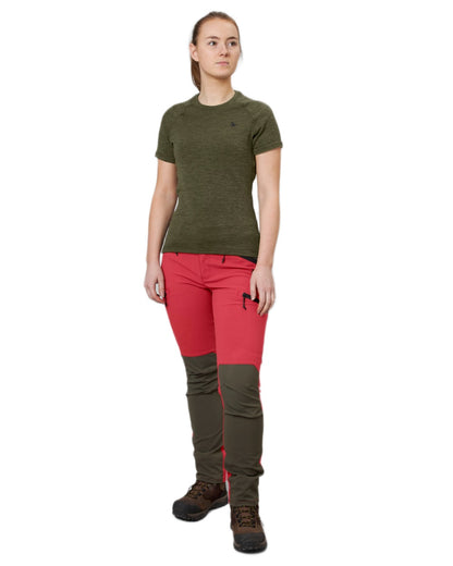 Pine Green Coloured Seeland Womens Active Short Sleeve T-Shirt on White background 