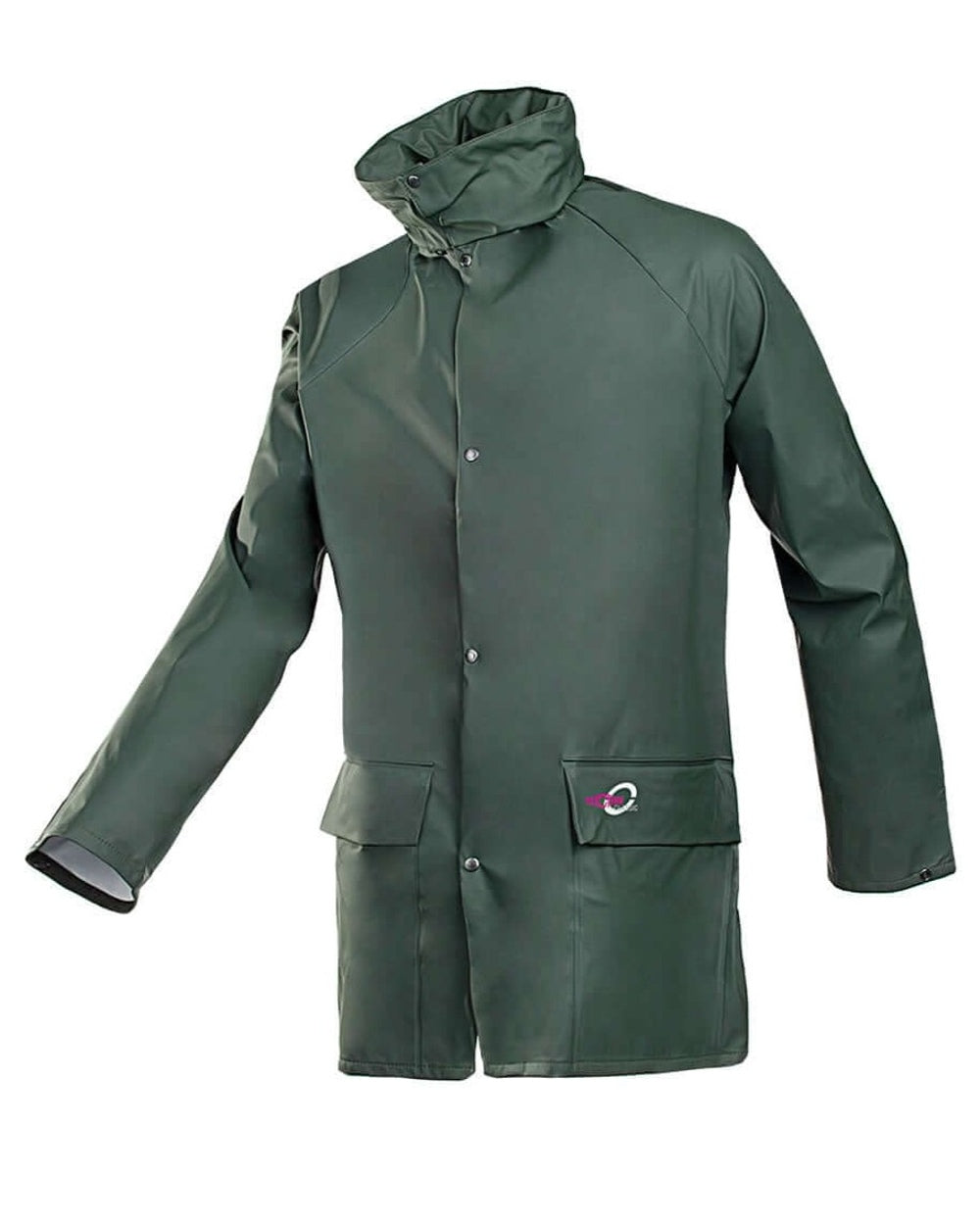 Olive Green coloured Sioen Flexothane Classic Dortmund Coat on white background