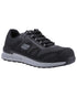 Black Coloured Skechers Workwear Mens Bulklin Bragoo Safety Trainers on white background 
