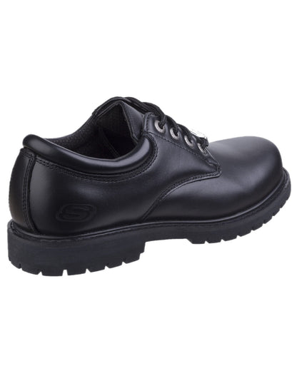 Black Coloured Skechers Workwear Mens Cottonwood Elks Slip Resistant Work Shoes on white background 