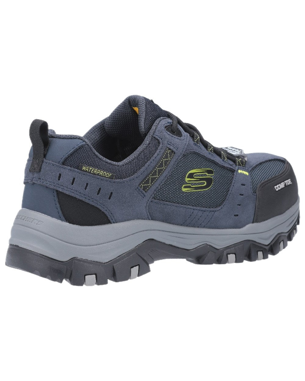 Navy Black Coloured Skechers Workwear Mens Greetah Hiker Composite Toe Shoes on white background 