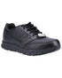 Black Coloured Skechers Workwear Mens Nampa Occupational Trainers on white background 