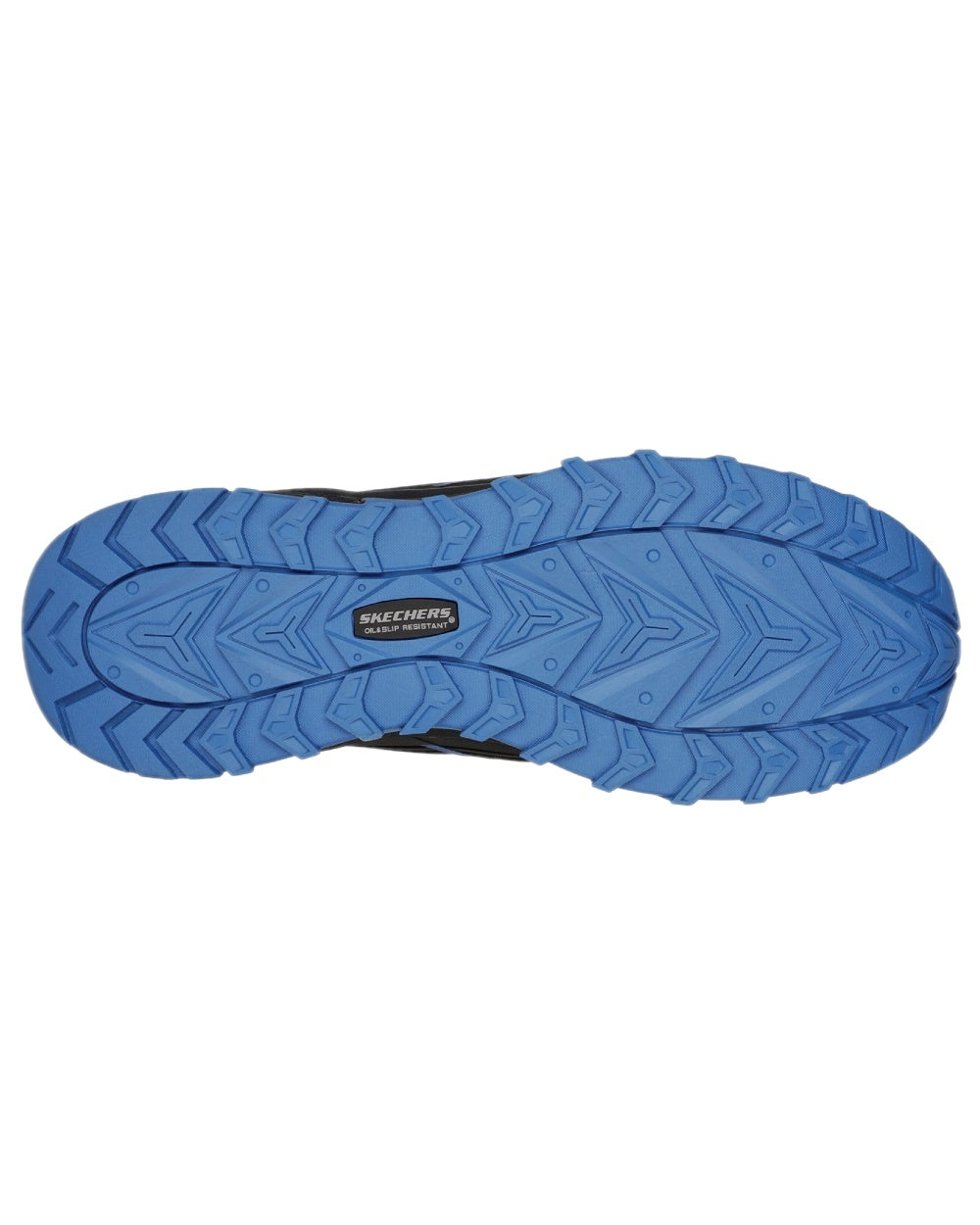 Black Blue Coloured Skechers Workwear Mens Puxal Safety Trainers on white background 