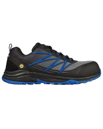 Black Blue Coloured Skechers Workwear Mens Puxal Safety Trainers on white background 