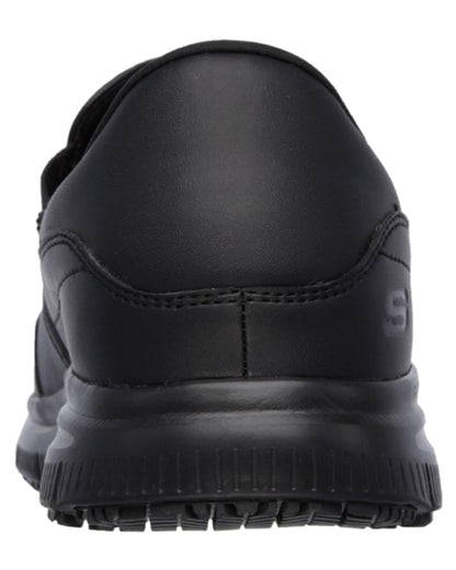 Black Coloured Skechers Workwear Mens Slip-Resistant Flex Advantage Bronwood Shoes on white background 