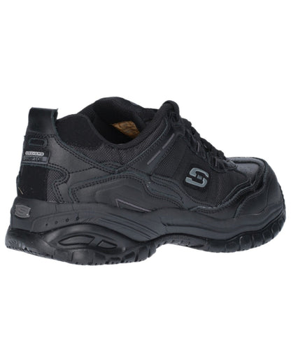 Black Coloured Skechers Workwear Mens Soft Stride Grinnell Safety Shoes on white background 