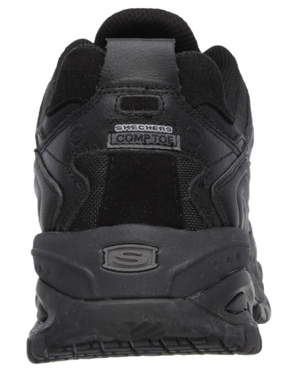 Black Coloured Skechers Workwear Mens Soft Stride Grinnell Safety Shoes on white background 