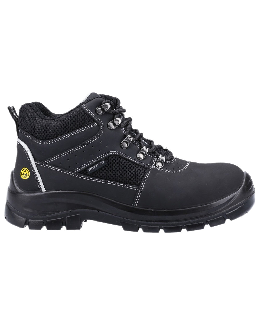 Black Coloured Skechers Workwear Mens Trophus Letic Safety Boots on white background 