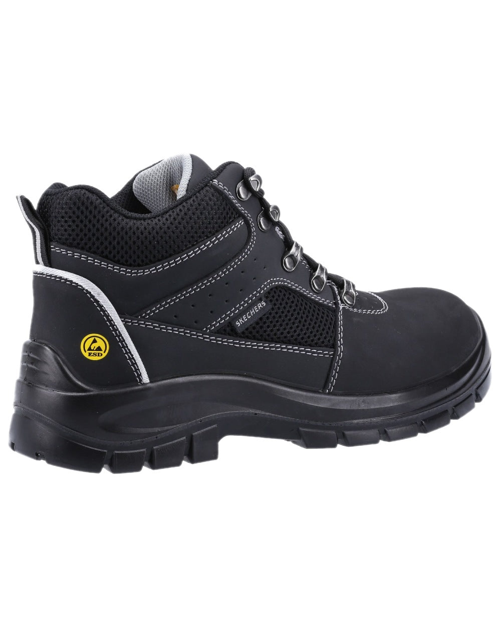 Black Coloured Skechers Workwear Mens Trophus Letic Safety Boots on white background 