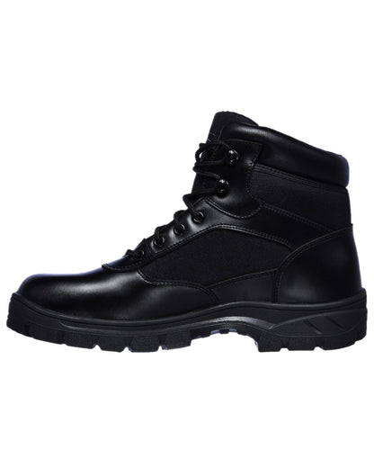 Black Coloured Skechers Workwear Mens Wascana Benen Waterproof Tactical Boots on white background 