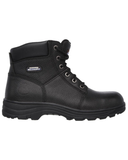 Black Coloured Skechers Workwear Mens Workshire Lace Up Safety Boots on white background 