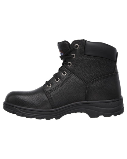 Black Coloured Skechers Workwear Mens Workshire Lace Up Safety Boots on white background 