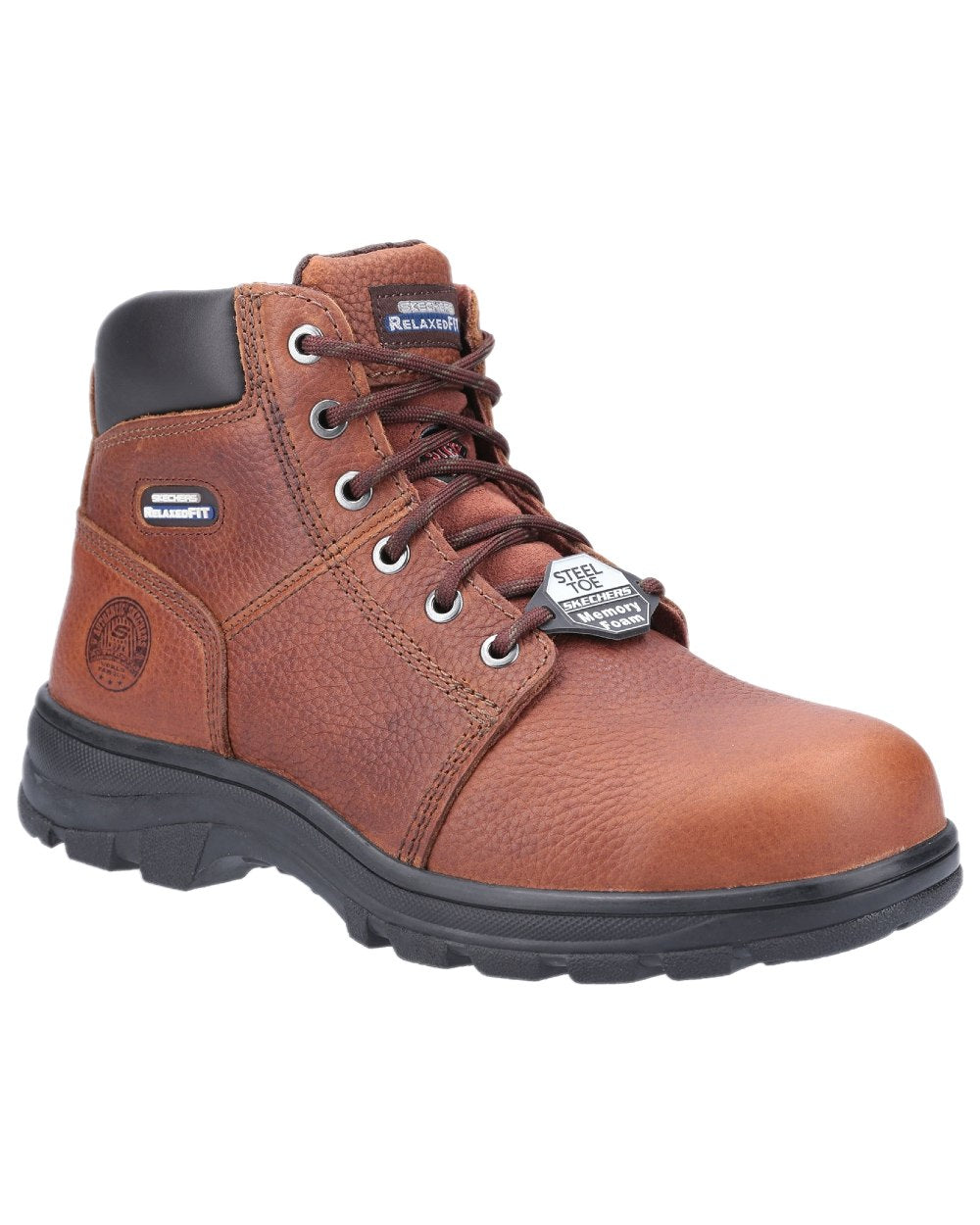 Brown Coloured Skechers Workwear Mens Workshire Lace Up Safety Boots on white background 