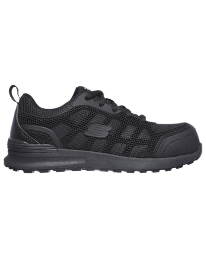 Black Coloured Skechers Workwear Womens Bulklin Ayak Safety Shoes on white background 