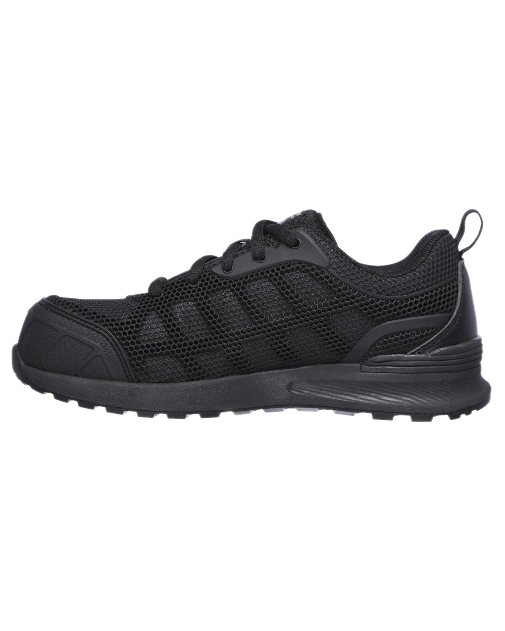 Black Coloured Skechers Workwear Womens Bulklin Ayak Safety Shoes on white background 