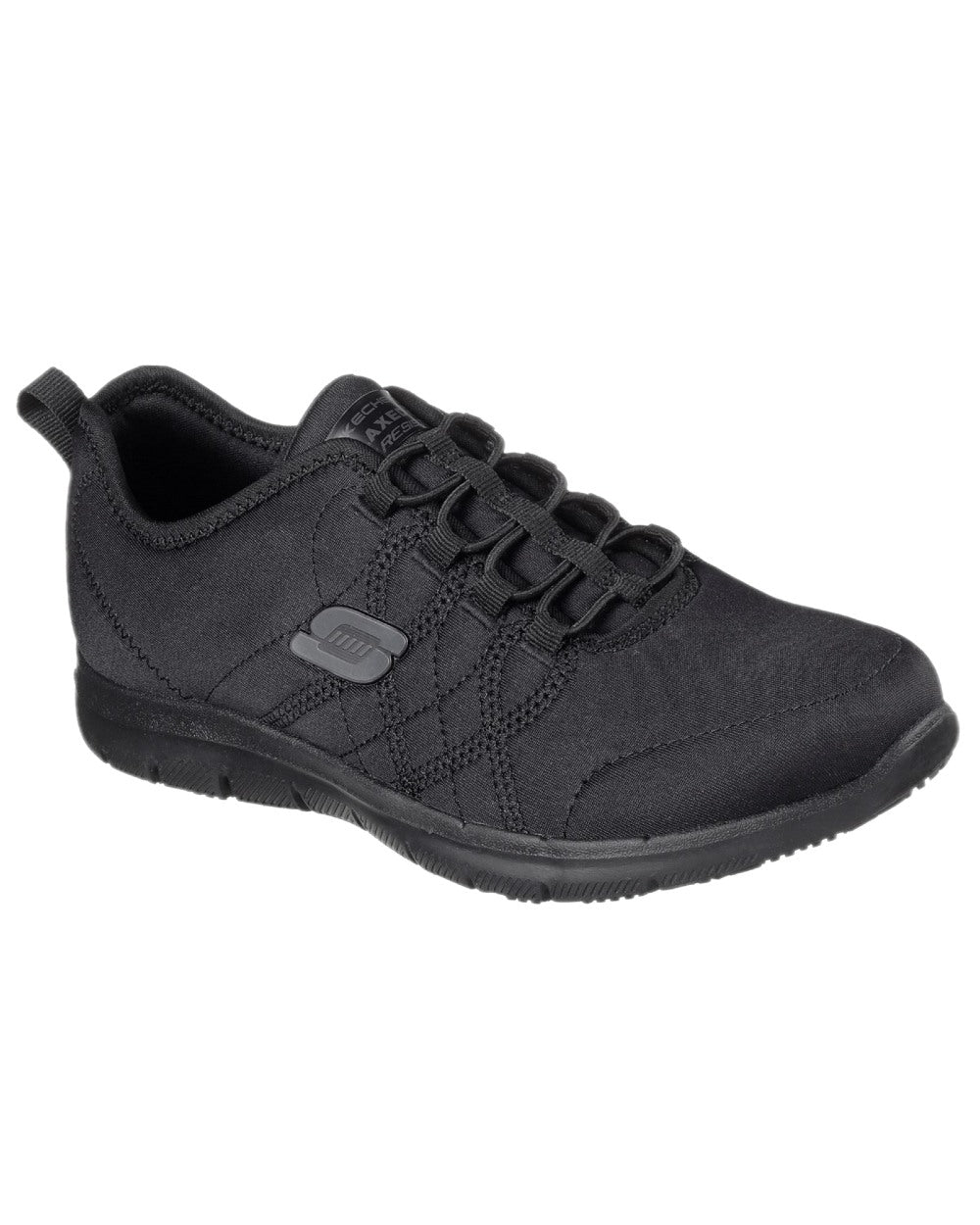 Black Coloured Skechers Workwear Womens Ghenter Srelt Safety Shoes on white background 