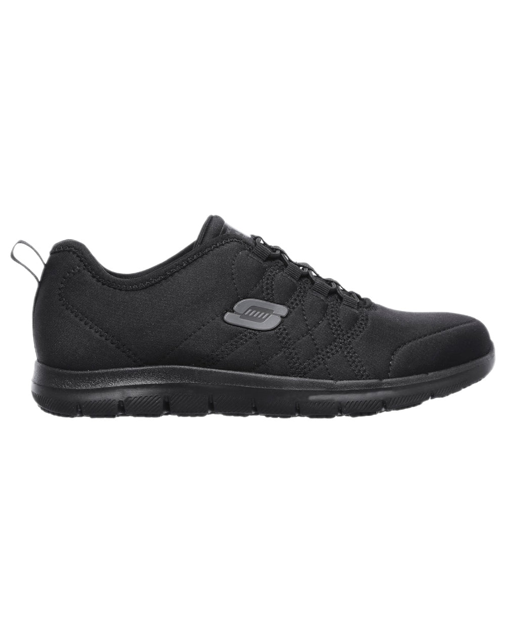 Black Coloured Skechers Workwear Womens Ghenter Srelt Safety Shoes on white background 