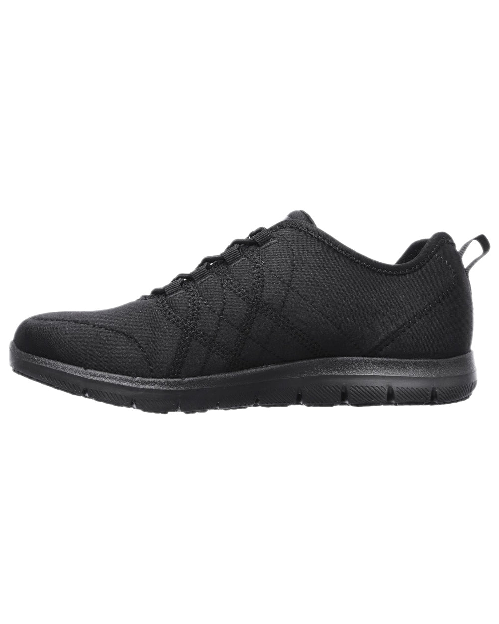 Black Coloured Skechers Workwear Womens Ghenter Srelt Safety Shoes on white background 