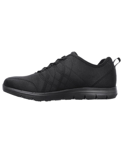 Black Coloured Skechers Workwear Womens Ghenter Srelt Safety Shoes on white background 
