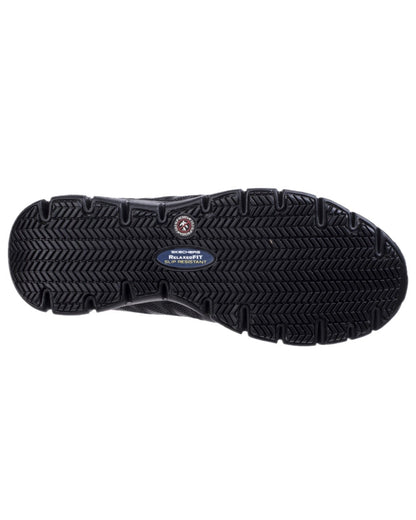 Black Coloured Skechers Workwear Womens Sure Track Erath Work Shoes on white background 