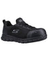 Black Coloured Skechers Workwear Womens Sure Track Jixie Safety Trainers on white background 