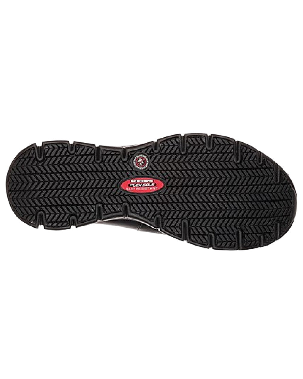 Black Coloured Skechers Workwear Womens Sure Track Slip Resistant Occupational Shoes on white background 